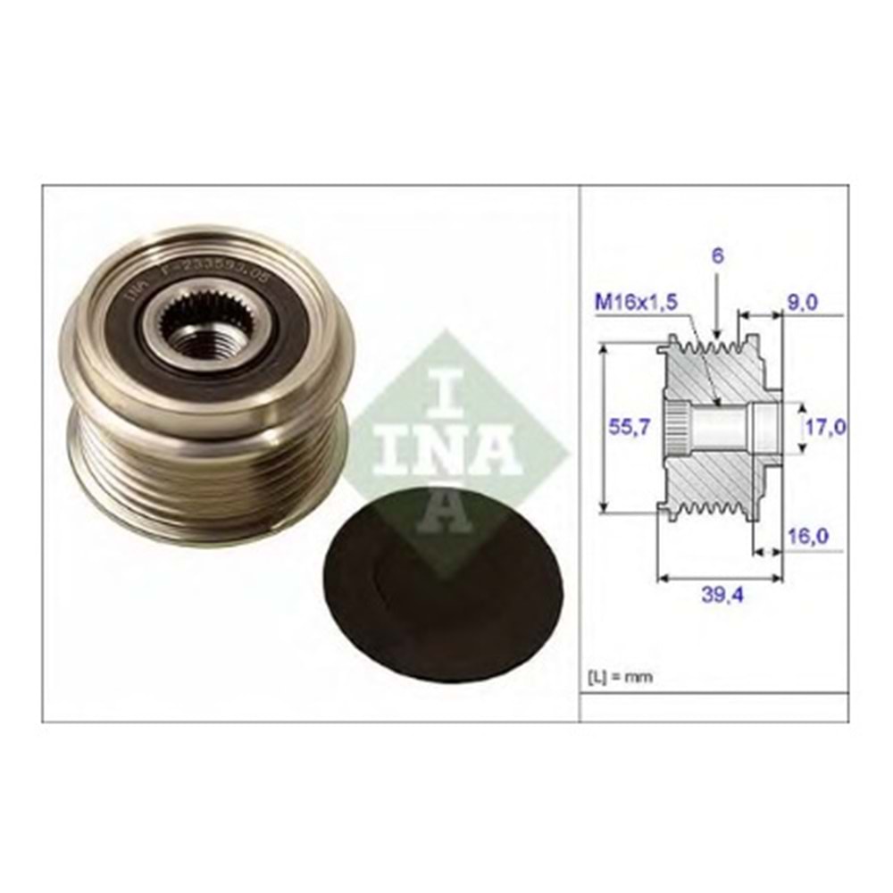 INA RULMANLI KASNAK 6PK VW POLO&CORDOBA&IBIZA&FABIA&RAPID