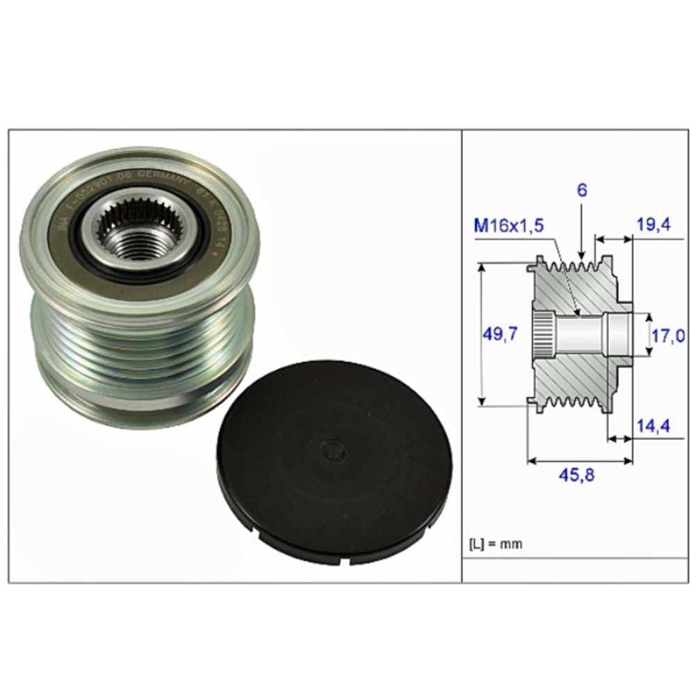 RULMANLI KASNAK 6PK MERCEDES SPRINTER 06-VANEO-VITO (F.552901.2-3)