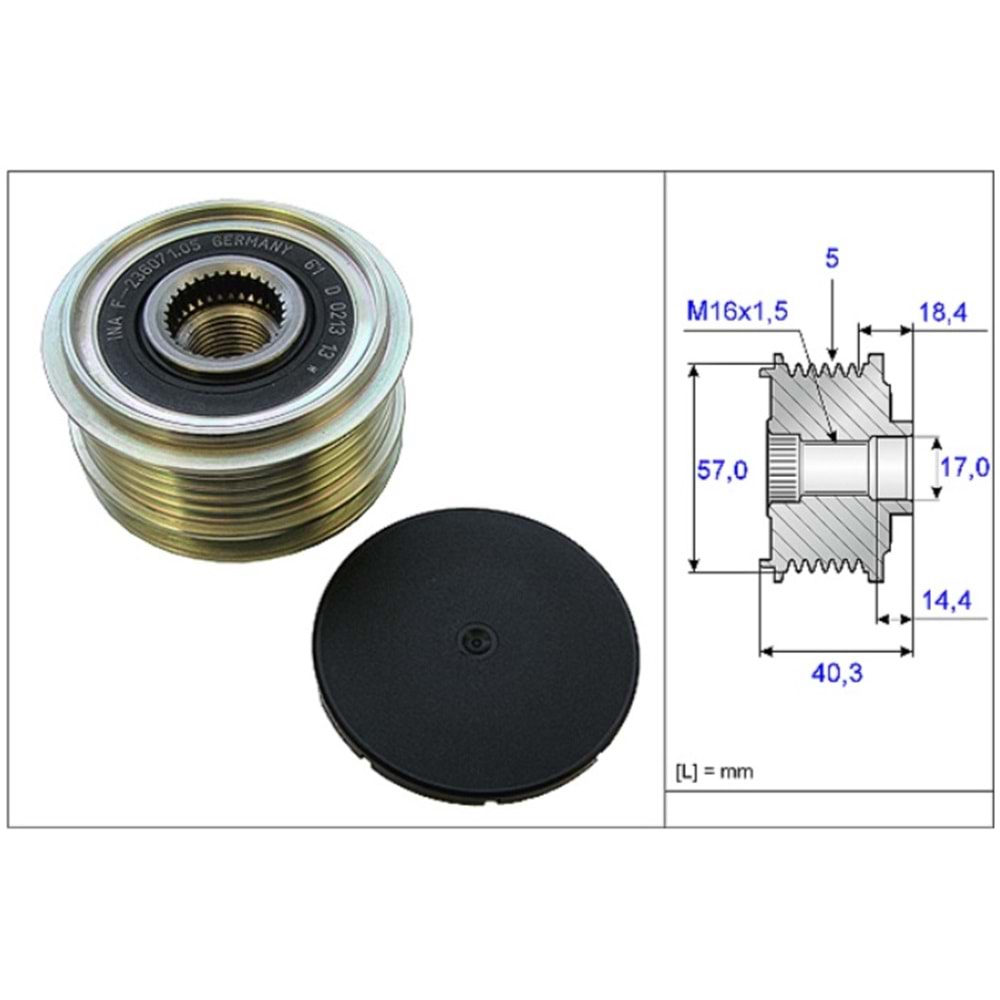 INA RULMANLI KASNAK 5PK HYUNDAI ACCENT 1.5&ERA&GETZ&ACCENT ERA HYUNDAI İ20 İ30 IX20 KIA CERETA KIA RIO
