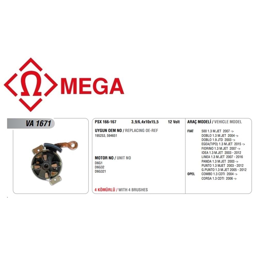 MEGA VALEO TİP MARŞ KÖMÜR YUVA MULTIJET (PSX166/167)