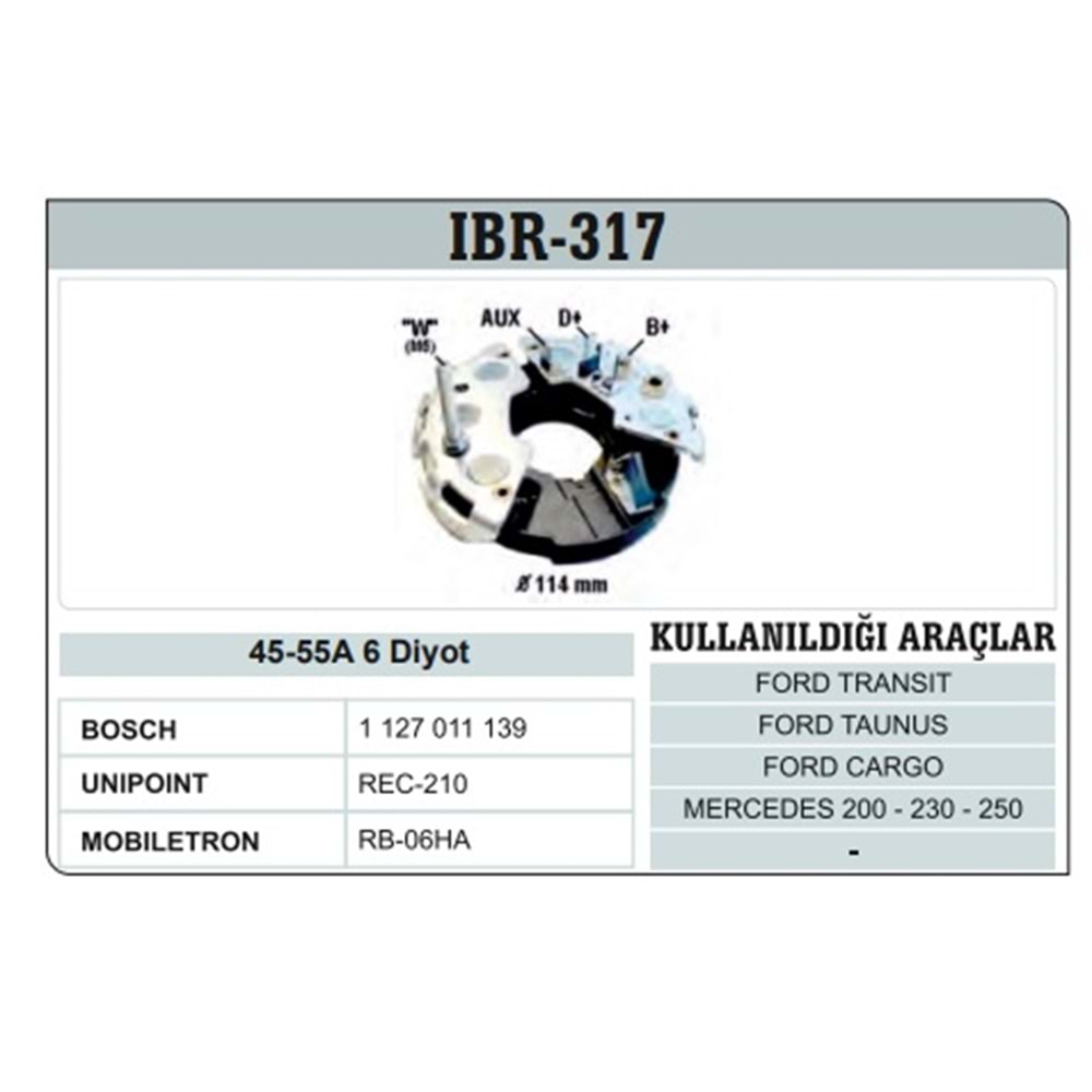 BOSCH TİP DİOT TABLA FORD GRANADA/SCORPION FORD TRANSİT TAUNUS CARGO MERCEDES 200