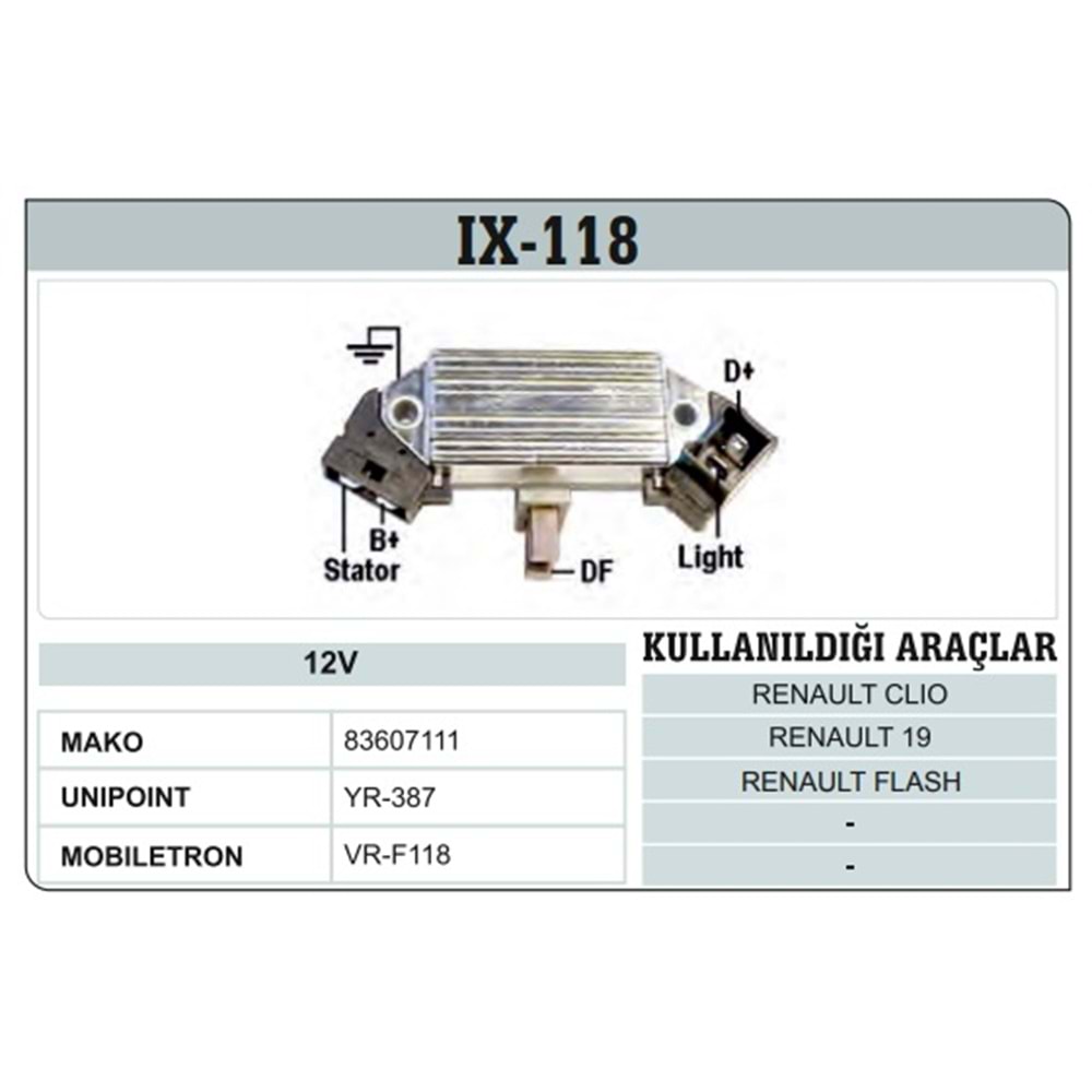 MAKO TİP KONJEKTÖR 12V RENAULT 9 R9 4 FİŞLİ