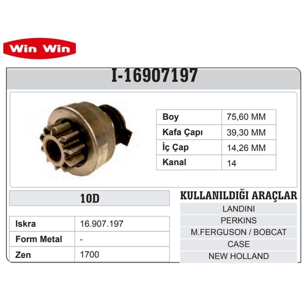 [ WINWIN ] ISKRA TİP MARŞ DİŞLİSİ 10 DİŞ JCB/ERKUNT/MF