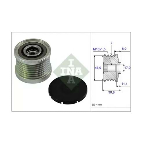 INA RULMANLI KASNAK 7PK LAGUNA 04-MEGANE 05-(F238512)